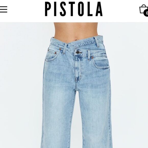 PISTOLA Bobbie mid rise loose straight leg with crossover - Picture 3 of 15